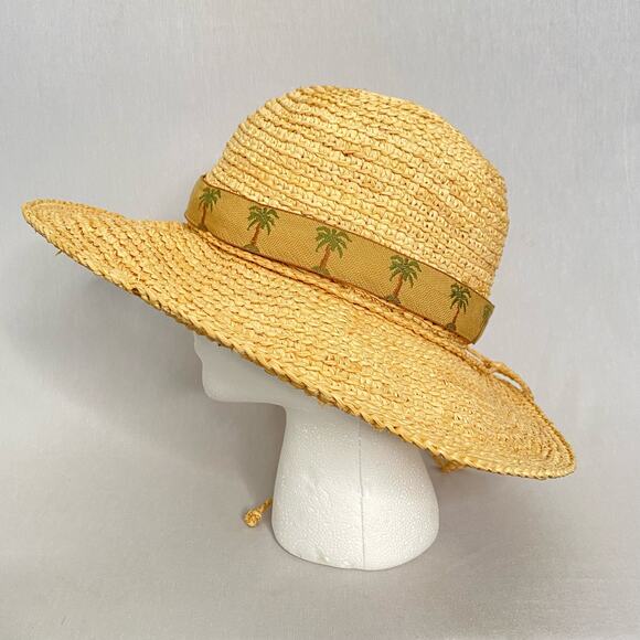 Scala Collezione Ruffia Straw Sun Hat Palm Tree Band - Picture 2 of 14